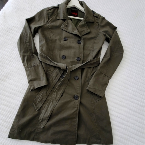 Trench Coast with Belt- Green - Size Small - Picture 1 of 17